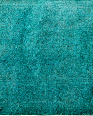 Contemporary Hand-Knotted Overdyed Green Runner 2' 9" x 9' 10"