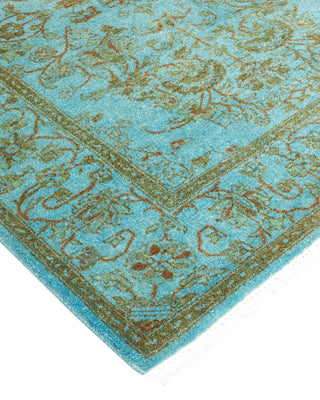 Modern Overdyed Hand Knotted Wool Blue Runner 2' 8" x 10' 5"