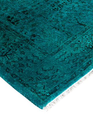Contemporary Hand-Knotted Overdyed Blue Runner 2' 6" x 9' 6"