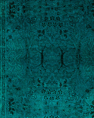 Contemporary Hand-Knotted Overdyed Blue Runner 2' 6" x 9' 6"