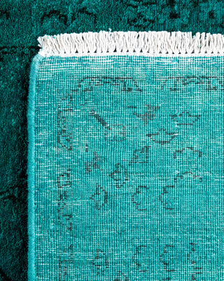 Contemporary Hand-Knotted Overdyed Blue Runner 2' 6" x 9' 6"