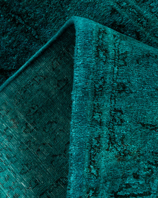 Contemporary Hand-Knotted Overdyed Blue Runner 2' 6" x 9' 6"