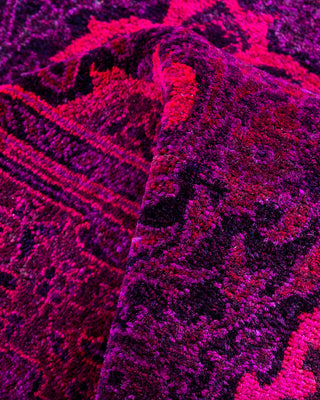 Contemporary Hand-Knotted Overdyed Pink Runner 2' 6" x 11' 10"
