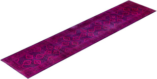 Contemporary Hand-Knotted Overdyed Pink Runner 2' 6" x 11' 10"