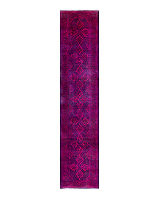Contemporary Overyed Wool Hand Knotted Pink Runner 2' 6" x 11' 10"