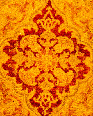 Contemporary Hand Knotted Overdyed Gold Runner 2' 6" x 9' 4"