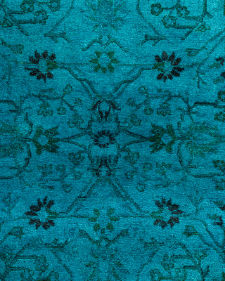 Contemporary Hand-Knotted Overdyed Blue Runner 2' 8" x 10' 4"