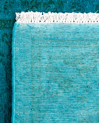 Contemporary Hand-Knotted Overdyed Blue Runner 2' 8" x 10' 4"