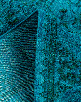 Contemporary Hand-Knotted Overdyed Blue Runner 2' 8" x 10' 4"