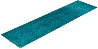 Contemporary Hand-Knotted Overdyed Blue Runner 2' 8" x 10' 4"