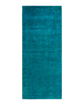 Contemporary Overyed Wool Hand Knotted Blue Area Rug 5' 2" x 12' 7"