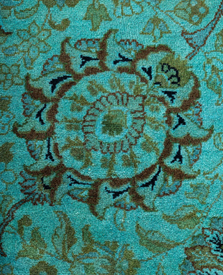 Contemporary Overdyed Wool Hand Knotted Green Round Area Rug 6' 1" x 6' 3"