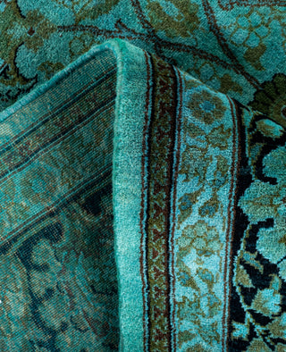 Contemporary Overdyed Wool Hand Knotted Green Round Area Rug 6' 1" x 6' 3"