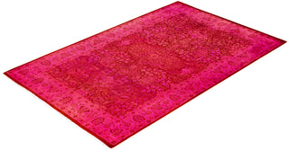 Overdyed One-of-a-Kind Wool Pink Area Rug 4' 1" x 6' 3"