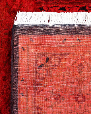 Contemporary Hand-Knotted Overdyed Orange Runner 3' 0" x 9' 0"