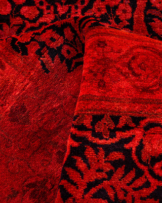 Contemporary Hand-Knotted Overdyed Orange Runner 3' 0" x 9' 0"