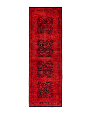 Contemporary Overyed Wool Hand Knotted Orange Runner 3' 0" x 9' 0"