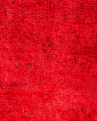 Contemporary Hand Knotted Overdyed Red Runner 2' 8" x 12' 3"
