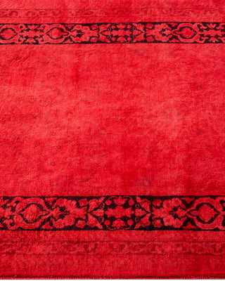 Contemporary Hand Knotted Overdyed Red Runner 2' 8" x 12' 3"
