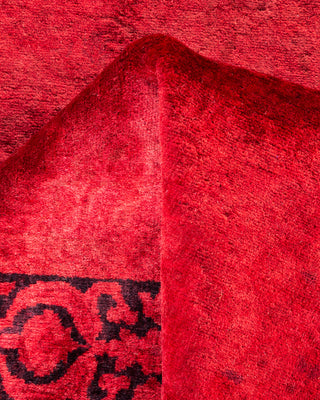 Modern Overdyed Hand Knotted Wool Red Runner 2' 8" x 12' 3"