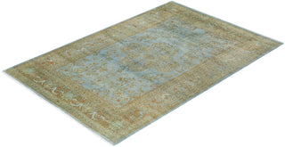 Modern Overdyed Hand Knotted Wool Blue Area Rug 5' 1" x 7' 7"