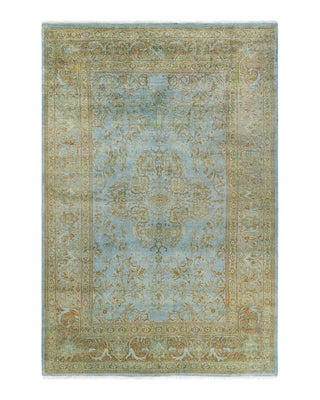 Contemporary Fine Vibrance Blue Wool Area Rug 5' 1" x 7' 7"