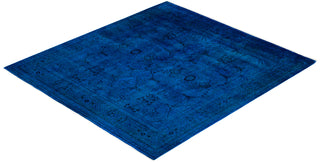 Modern Overdyed Hand Knotted Wool Blue Area Rug 5' 2" x 5' 6"