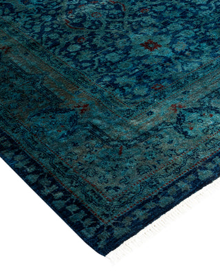 Modern Overdyed Hand Knotted Wool Navy Area Rug 4' 7" x 6' 9"