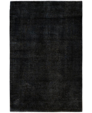 Overdyed One-of-a-Kind Wool Black Area Rug 4' 9" x 7' 2"
