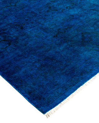 Modern Overdyed Hand Knotted Wool Blue Area Rug 4' 8" x 6' 10"