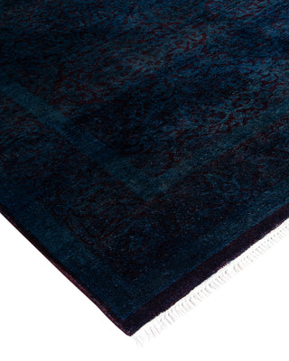 Modern Overdyed Hand Knotted Wool Blue Area Rug 4' 2" x 5' 7"