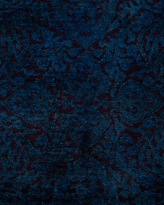 Modern Overdyed Hand Knotted Wool Blue Area Rug 4' 2" x 5' 7"
