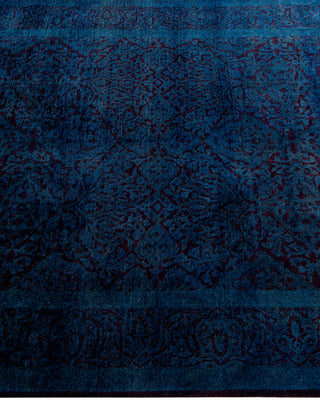 Modern Overdyed Hand Knotted Wool Blue Area Rug 4' 2" x 5' 7"