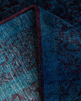 Contemporary Hand-Knotted Overdyed Blue Area Rug 4' 2" x 5' 7"
