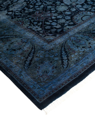 Modern Overdyed Hand Knotted Wool Blue Area Rug 6' 3" x 8' 9"