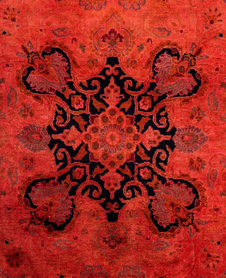 Overdyed Hand-Knotted Wool Modern-Contemporary Pink Area Rug 6' 2" x 9' 3"