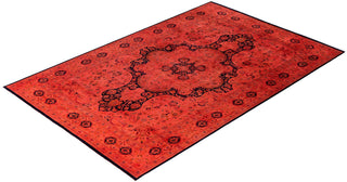 Overdyed Hand-Knotted Wool Modern-Contemporary Pink Area Rug 6' 2" x 9' 3"