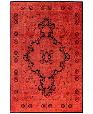 Overdyed Hand-Knotted Wool Modern-Contemporary Pink Area Rug 6' 2" x 9' 3"