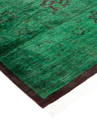 Modern Overdyed Hand Knotted Wool Green Area Rug 9' 2" x 12' 4"