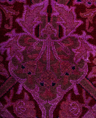 Contemporary Overdyed Wool Hand Knotted Purple Round Area Rug 6' 0" x 6' 2"