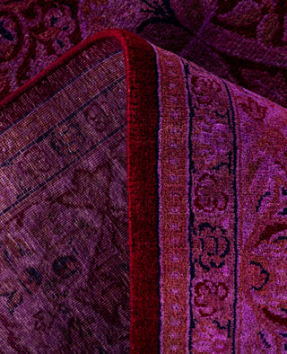 Contemporary Overdyed Wool Hand Knotted Purple Round Area Rug 6' 0" x 6' 2"