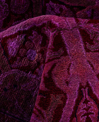 Contemporary Overdyed Wool Hand Knotted Purple Round Area Rug 6' 0" x 6' 2"