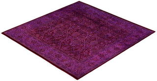 Contemporary Overdyed Wool Hand Knotted Purple Round Area Rug 6' 0" x 6' 2"