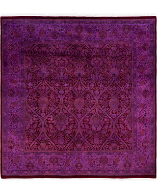 Contemporary Overdyed Wool Hand Knotted Purple Round Area Rug 6' 0" x 6' 2"