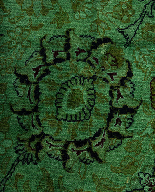 Contemporary Overdyed Wool Hand Knotted Green Round Area Rug 6' 1" x 6' 3"