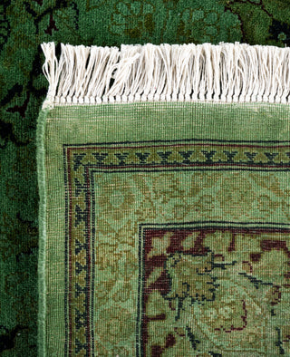 Contemporary Overdyed Wool Hand Knotted Green Round Area Rug 6' 1" x 6' 3"