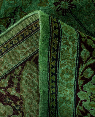 Contemporary Overdyed Wool Hand Knotted Green Round Area Rug 6' 1" x 6' 3"