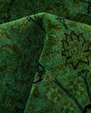 Contemporary Overdyed Wool Hand Knotted Green Round Area Rug 6' 1" x 6' 3"