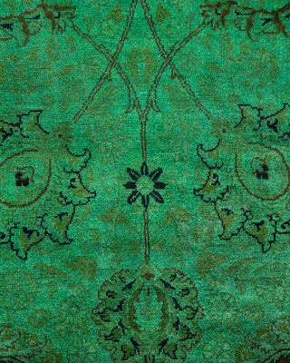 Modern Overdyed Hand Knotted Wool Green Area Rug 3' 2" x 5' 1"