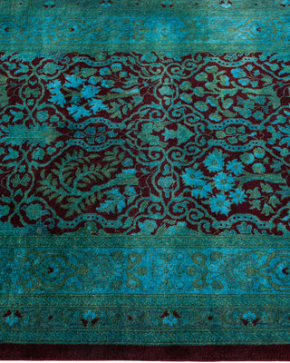 Modern Overdyed Hand Knotted Wool Blue Runner 2' 6" x 12' 0"